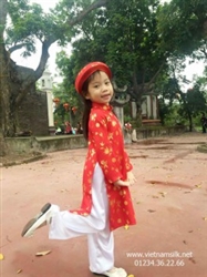 Áo dài khăn đóng cho bé gái gấm Thái Tuấn (GTT2) 