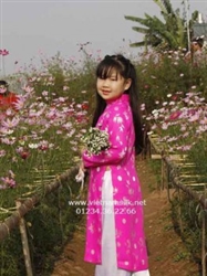 Áo dài cho bé gái gấm Thái Tuấn-GTT1-Màu đỏ đồng xu 