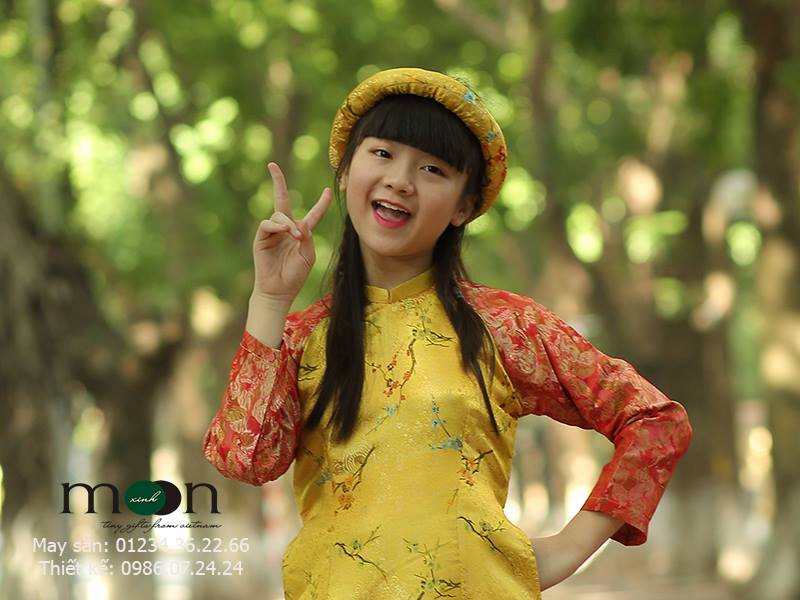 Áo dài Tấm Cám gấm Thượng Hải cho bé gái MX.72